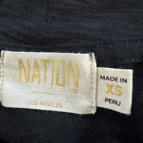 Nation Ltd Shirt Womens size XS evette puff sleeve top black ties at neckline - Picture 3 of 7